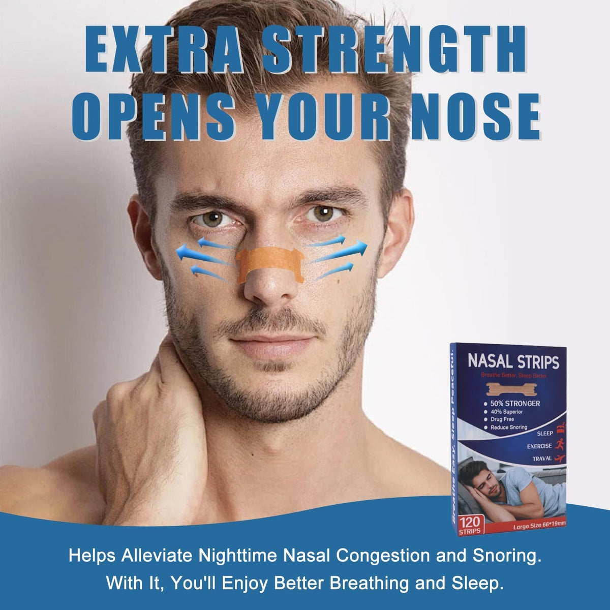 Nasal Strips for Snoring, Extra Strength Nasal Breathing Strips